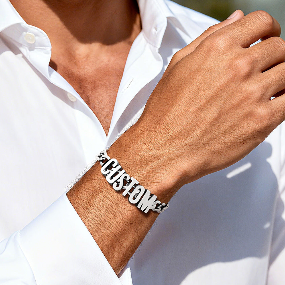 Personalized Name Cuban Link Chain Bracelet for Men Boyfriend Gift