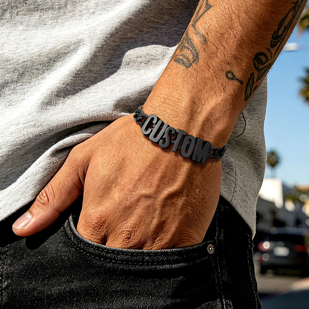 Personalized Name Cuban Link Chain Bracelet for Men Boyfriend Gift