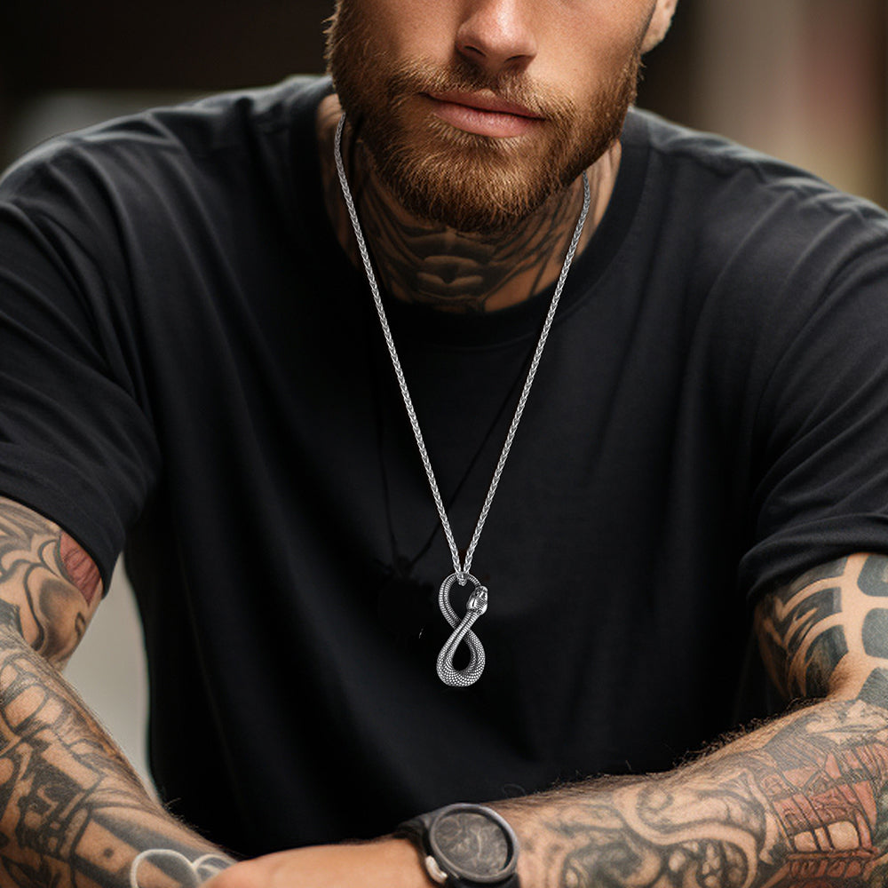 Punk Eight Pythons Infinity Snake Necklace for Men