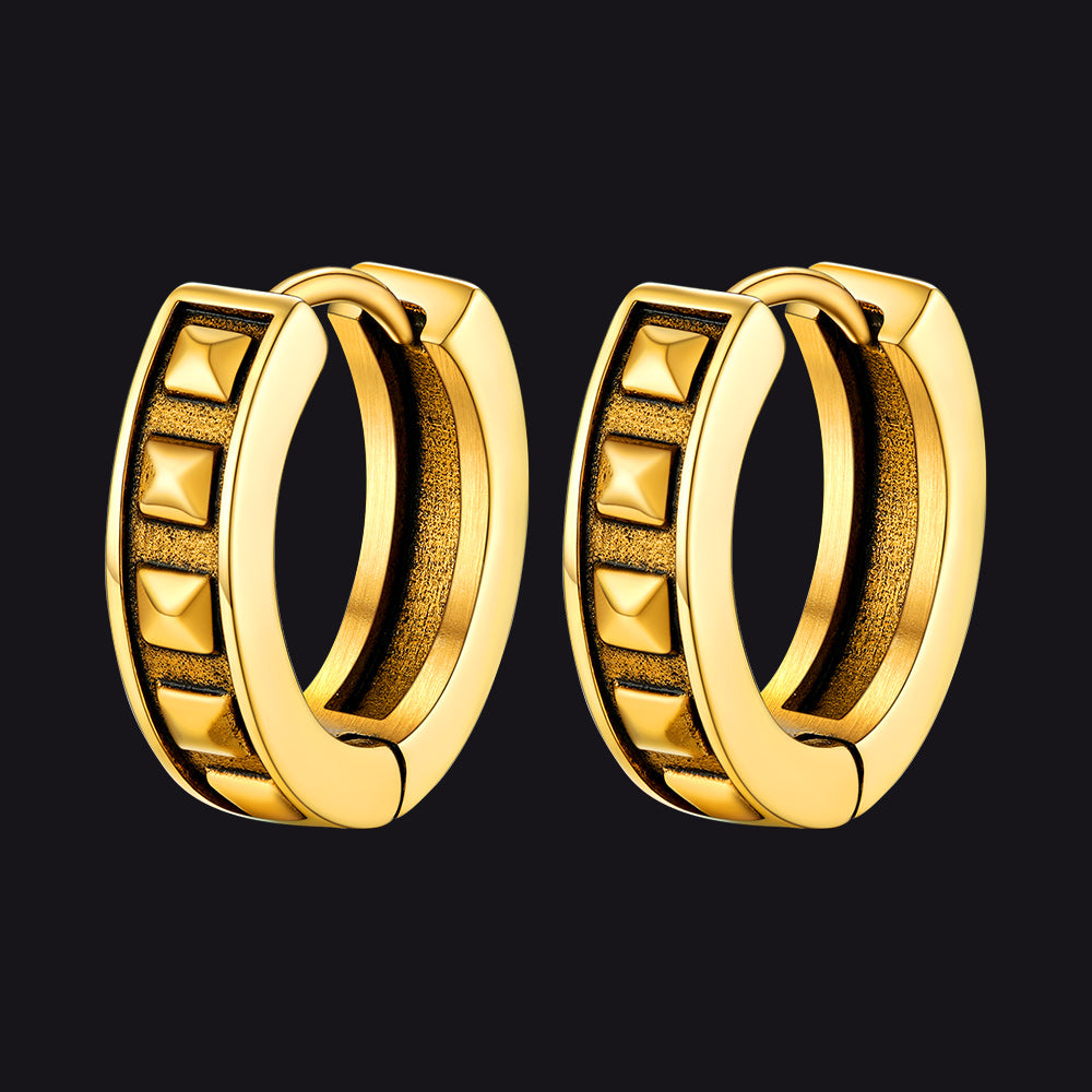Punk Spike Rivet Hoop Earrings for Men Boyfriend Gift