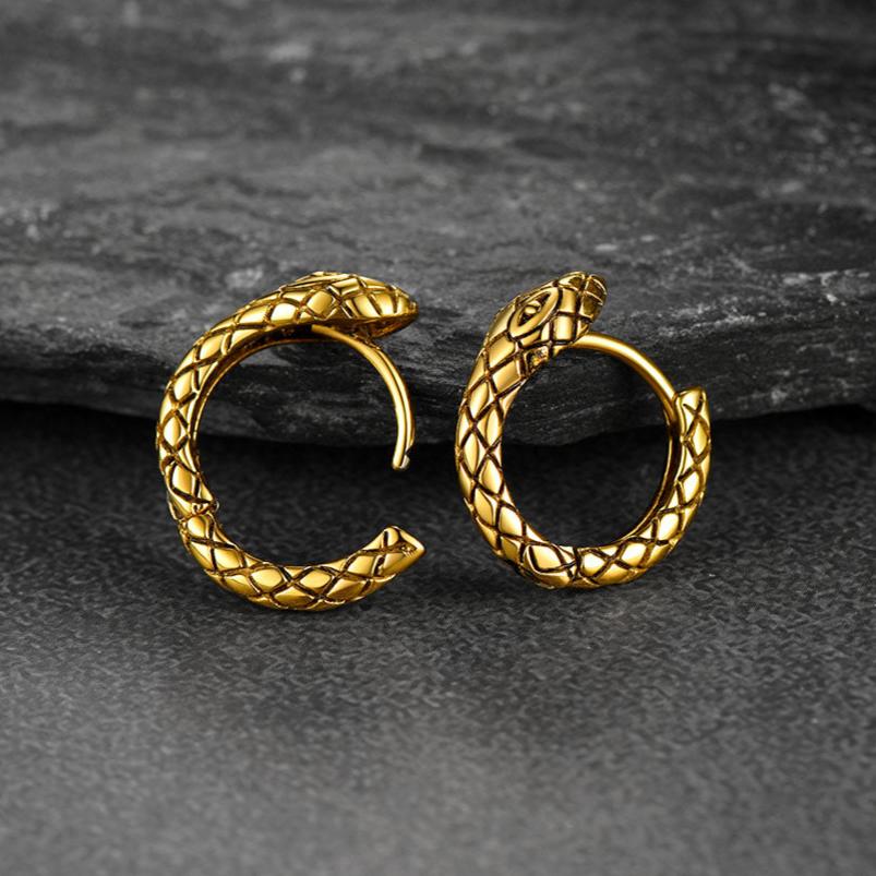 Gothic Snake Huggie Hoop Earrings for Men and Women