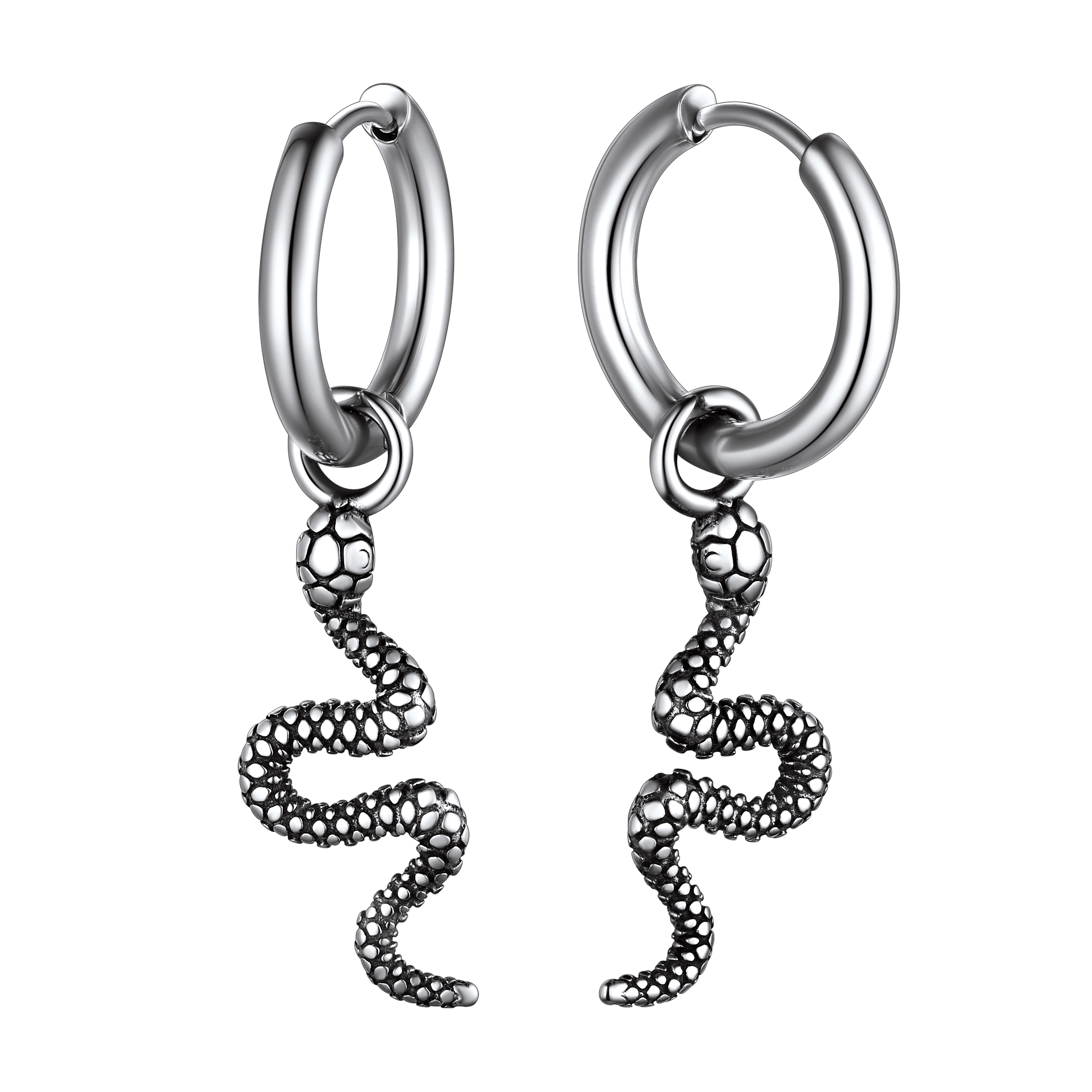 Punk Crawl Snake Drop Hoop Earrings for Men and Women