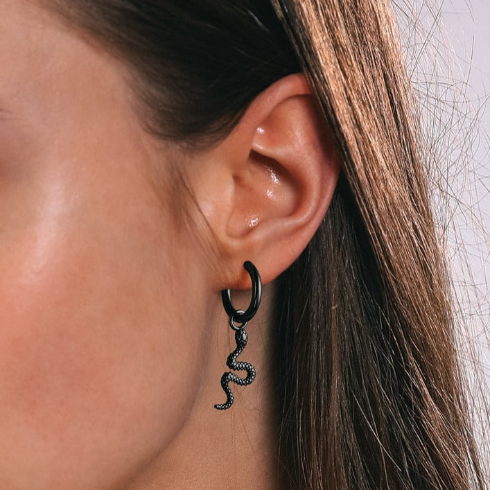 Punk Crawl Snake Drop Hoop Earrings for Men and Women