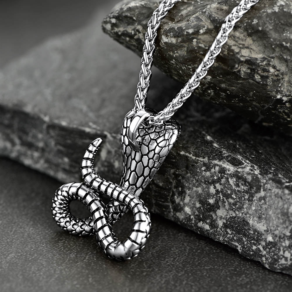 Punk Cobra Snake Pendant Necklace for Men