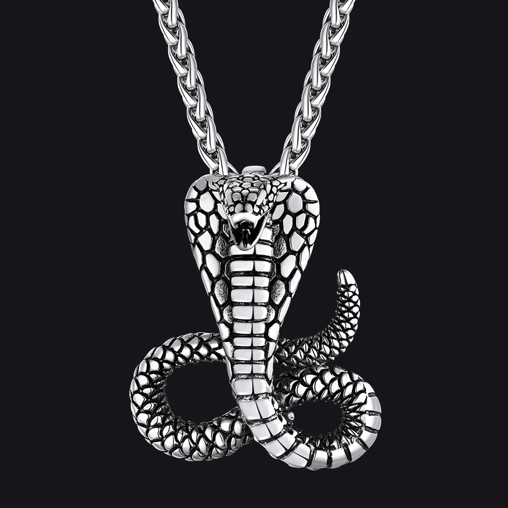 Punk Cobra Snake Pendant Necklace for Men