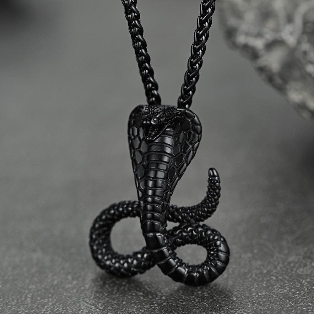 Punk Cobra Snake Pendant Necklace for Men