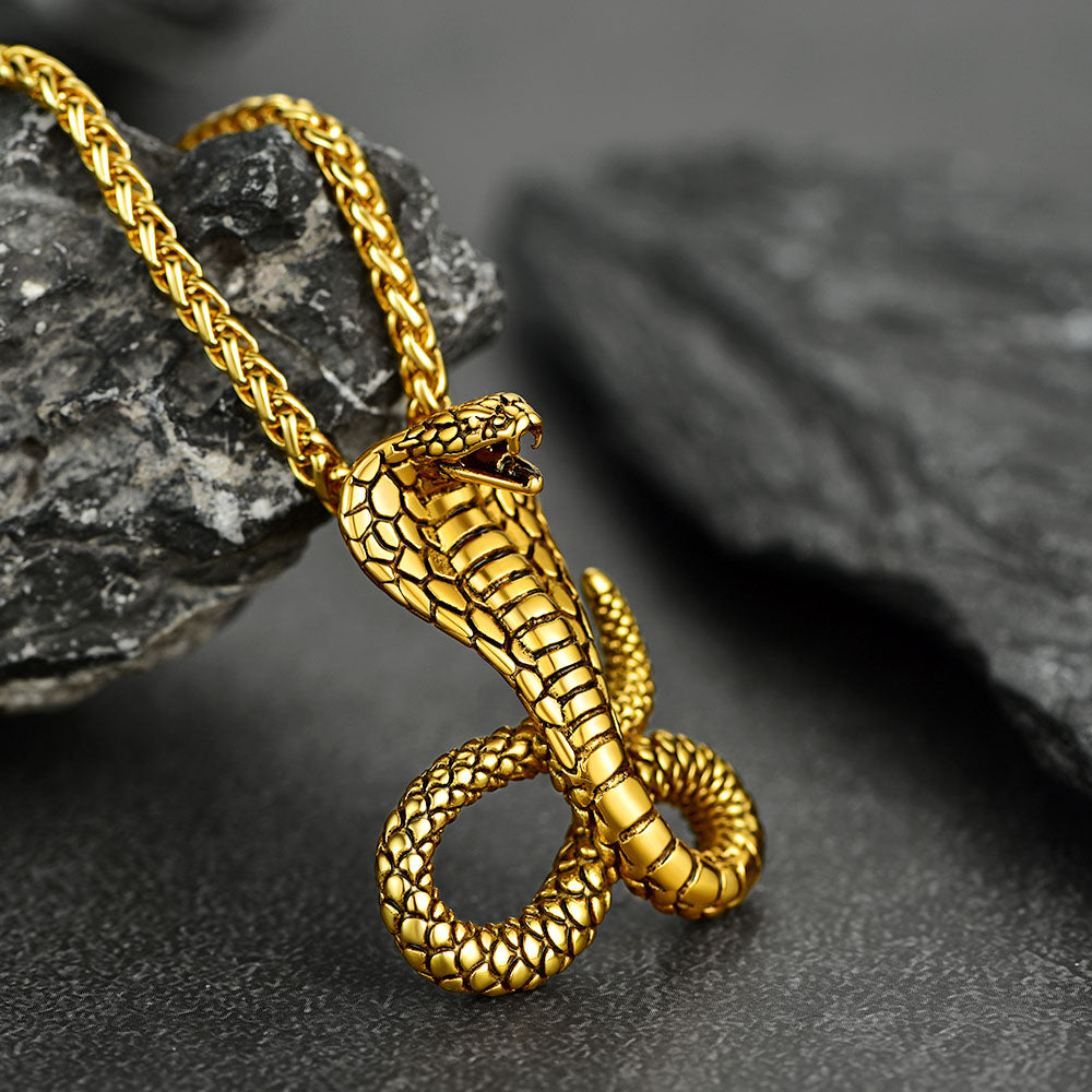 Punk Cobra Snake Pendant Necklace for Men