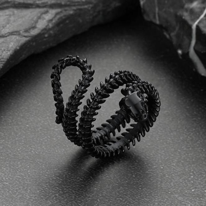 Gothic Snake Skull Bone Ring for Men and Women