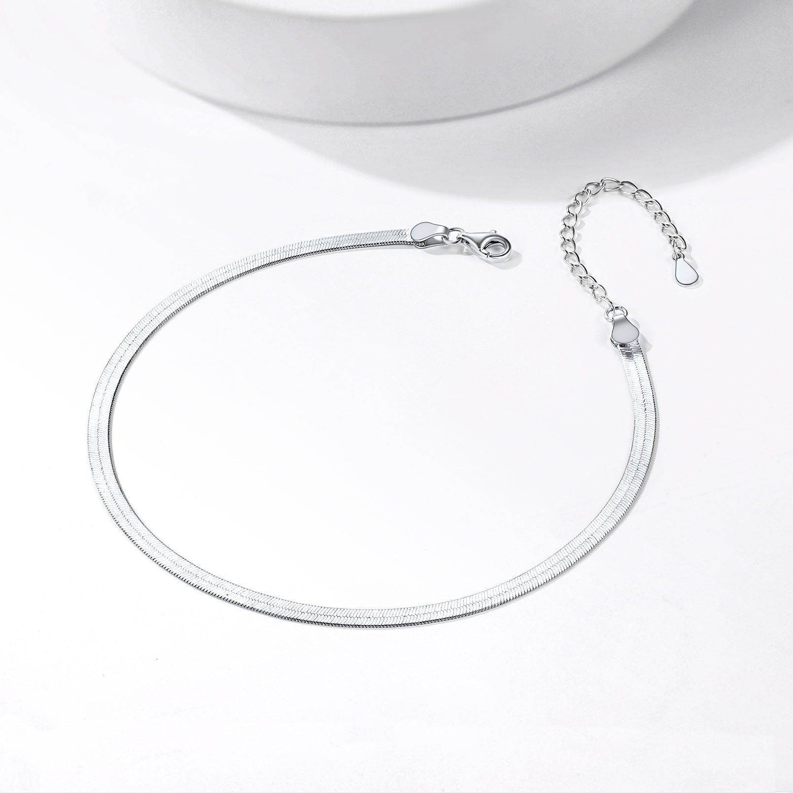 Sterling Silver Flat Snake Chain Anklet Bracelet for Women