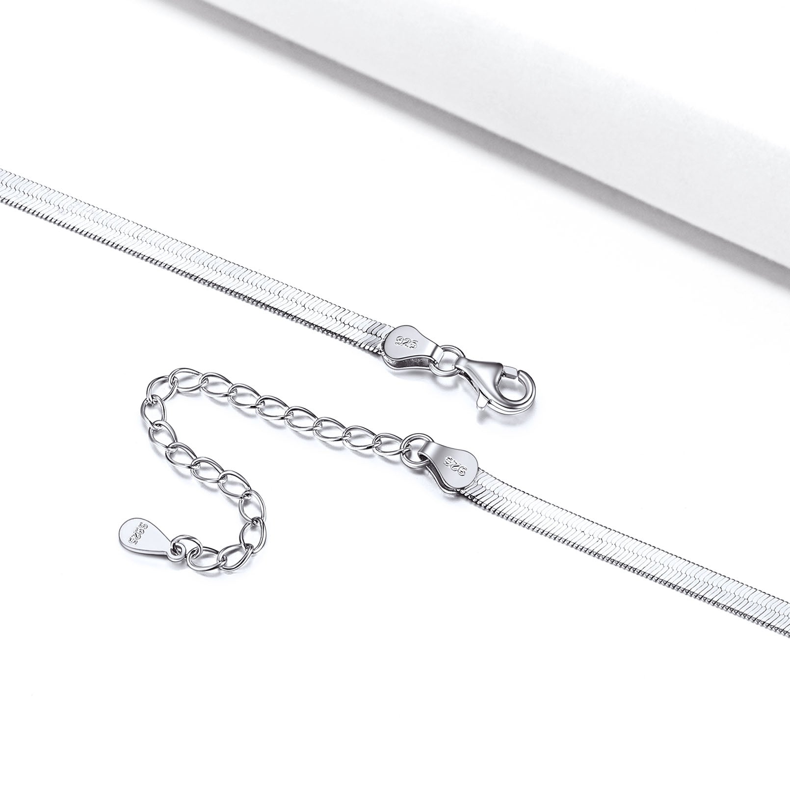 Sterling Silver Flat Snake Chain Anklet Bracelet for Women