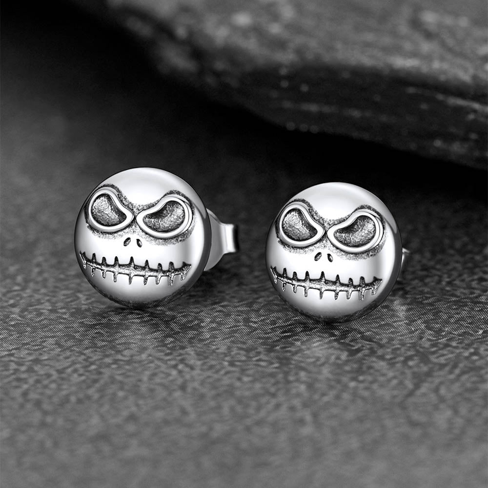 Silver Stud Earrings For Men Halloween Gift