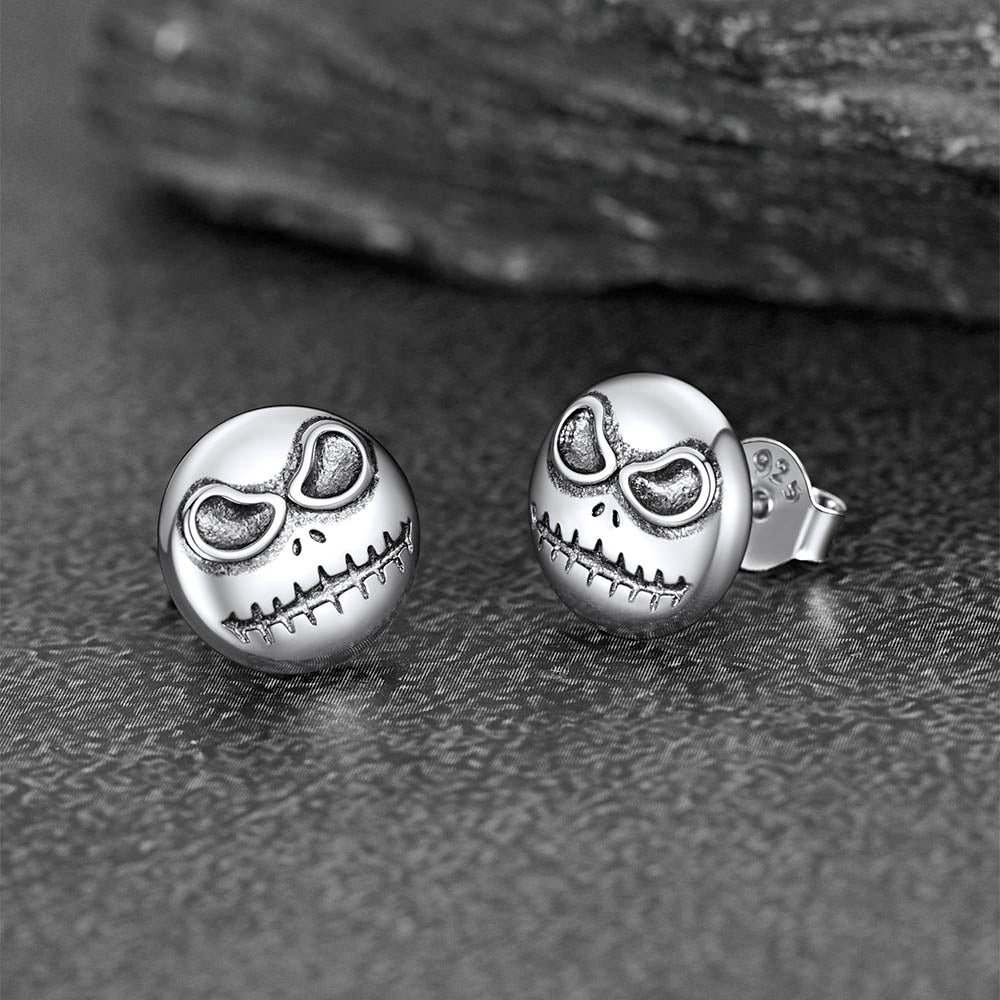 Silver Stud Earrings For Men Halloween Gift