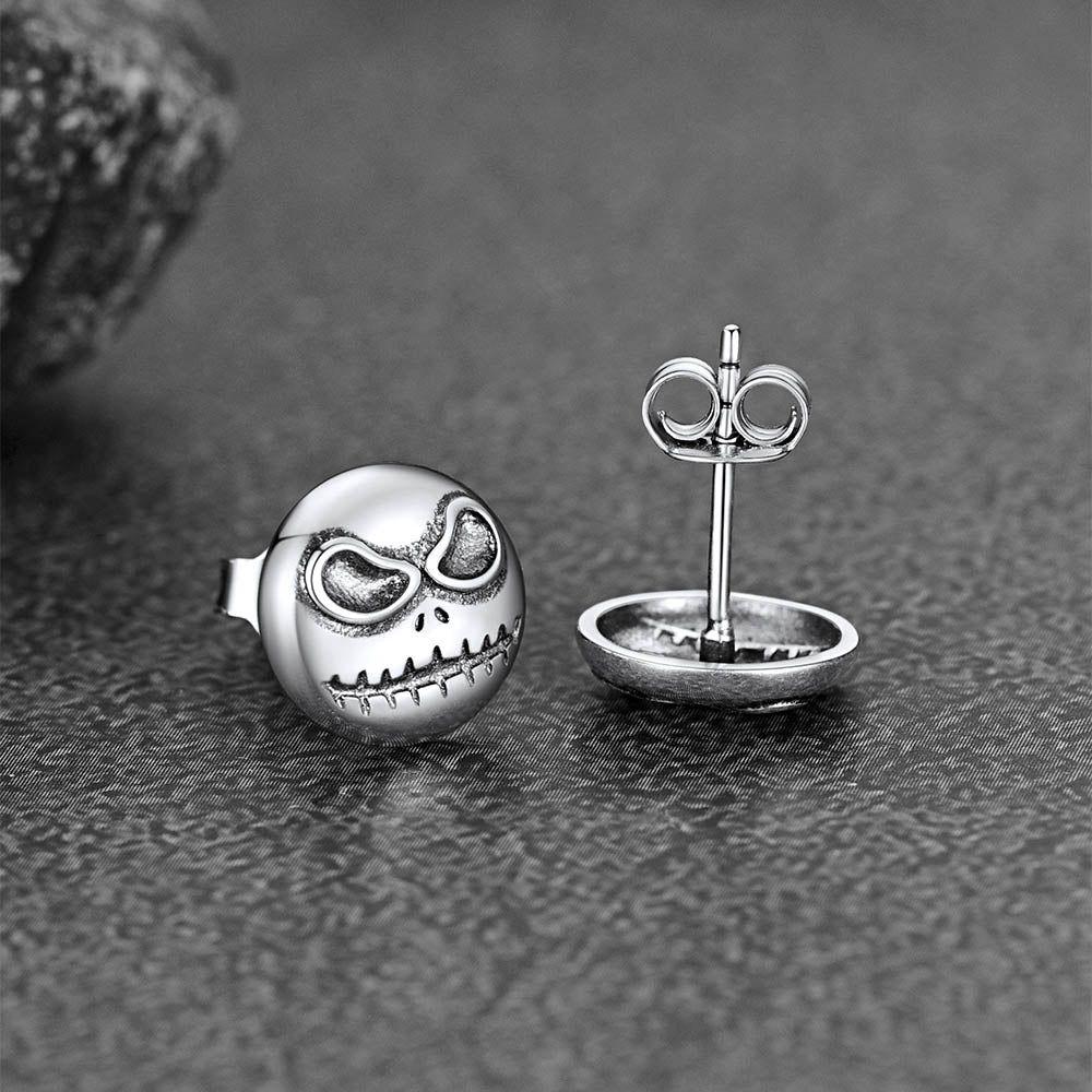 Silver Stud Earrings For Men Halloween Gift