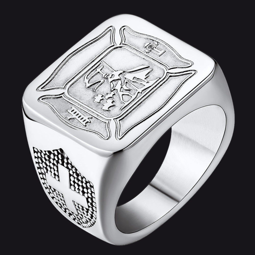 Gothic Society Saint Michael Catholic Protector Stainless Steel Ring