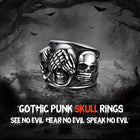 Gothic Punk Biker Skull Ring See No Evil Stainless Steel 4