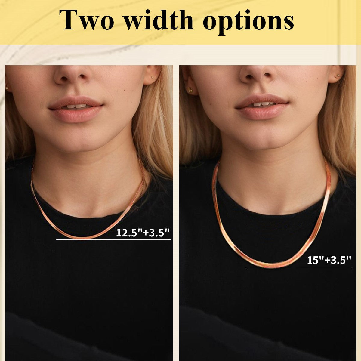 Snake Chain Link Choker Necklace For Men Women, 3mm/5mm Width