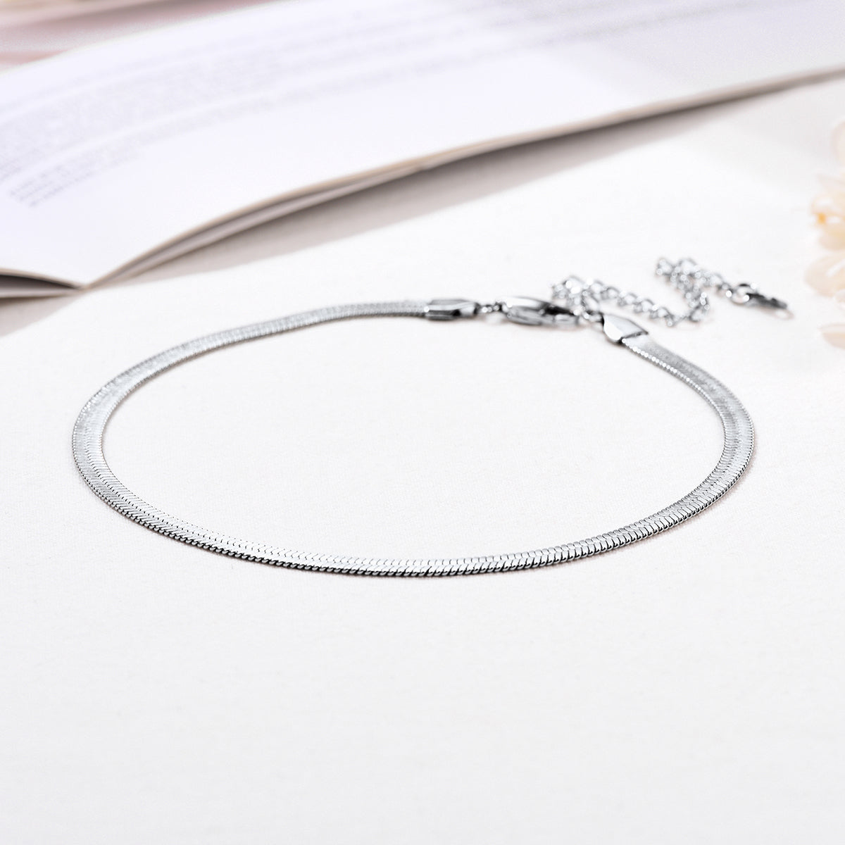 Snake Chain Link Choker Necklace For Men Women, 3mm/5mm Width