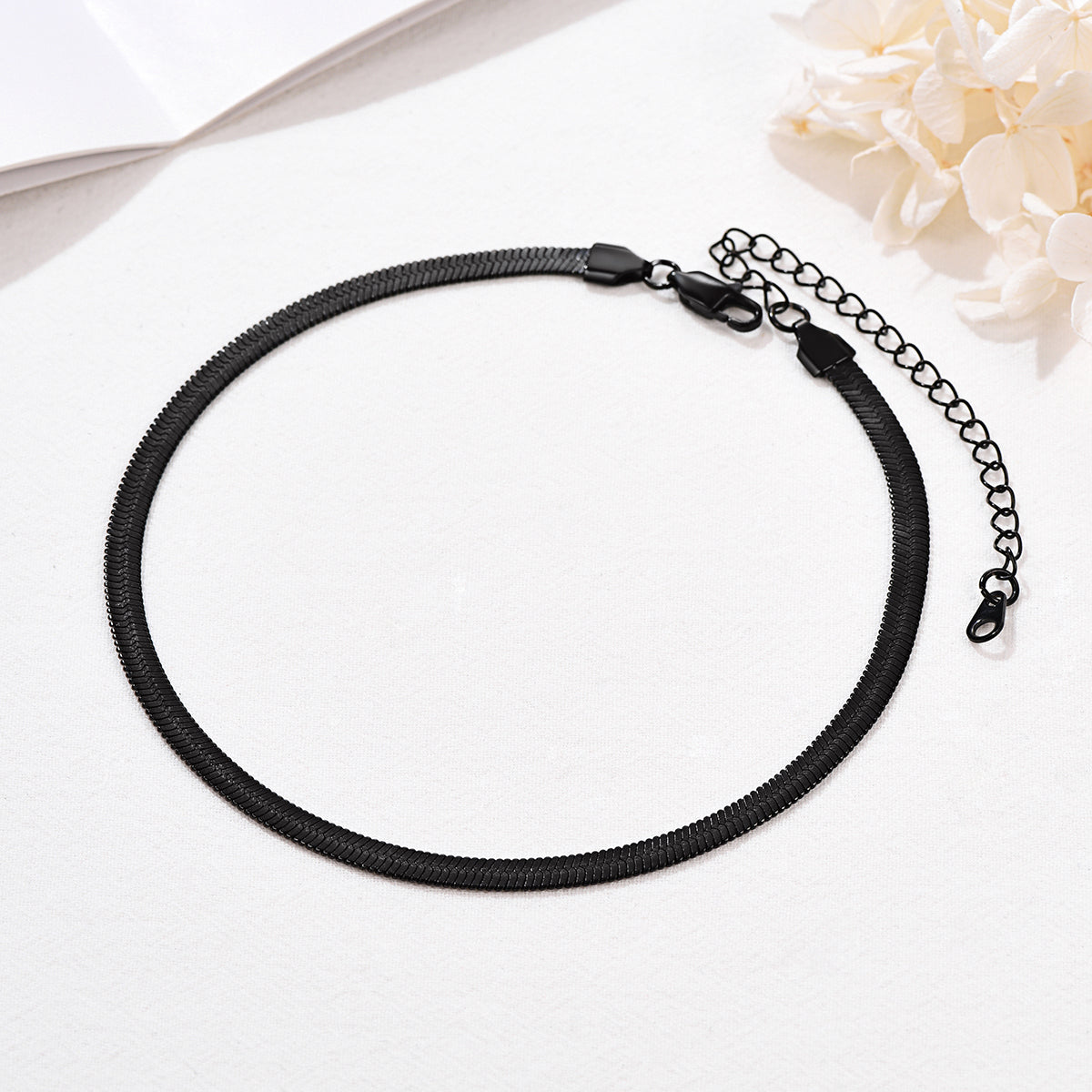 Snake Chain Link Choker Necklace For Men Women, 3mm/5mm Width
