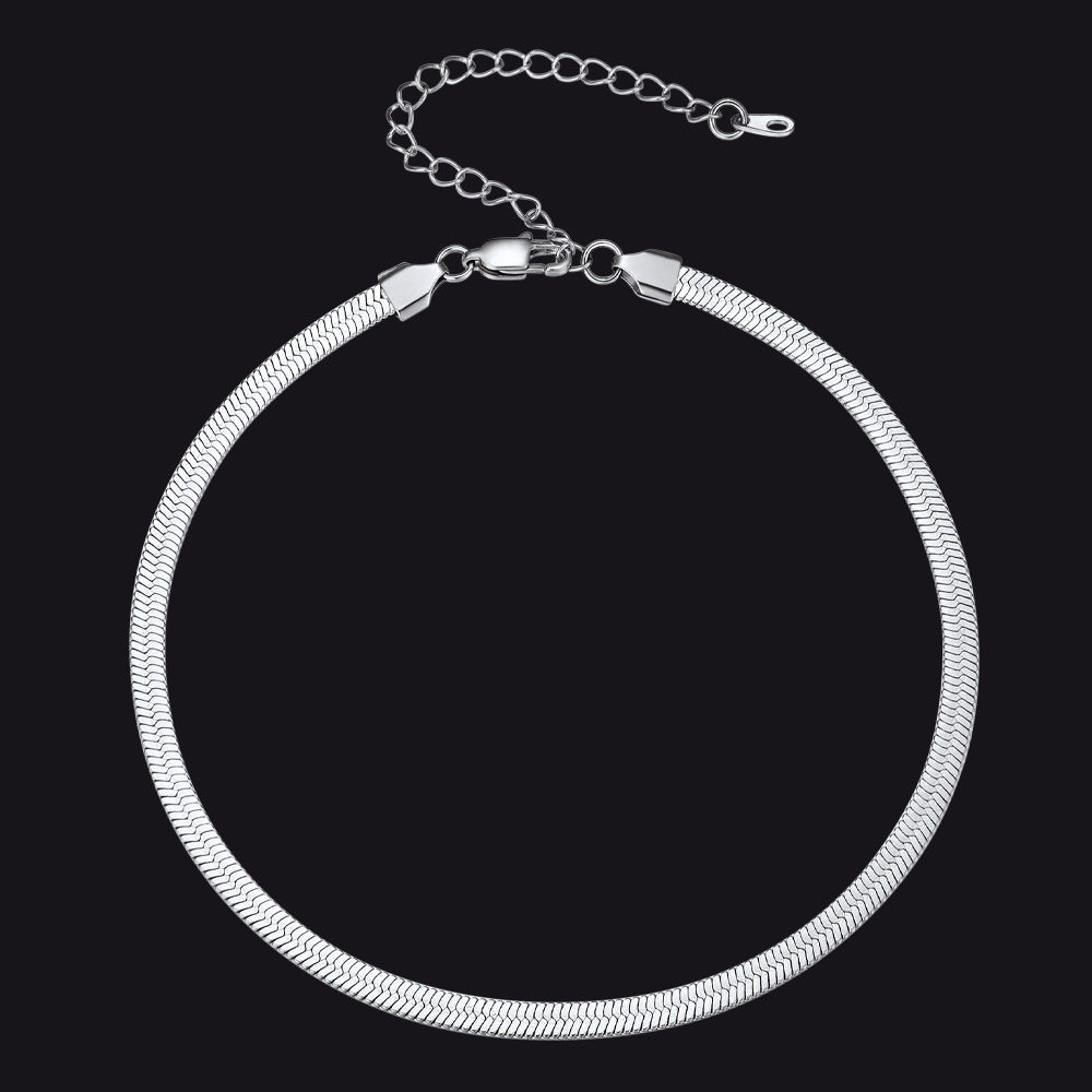 Snake Chain Link Choker Necklace For Men Women, 3mm/5mm Width