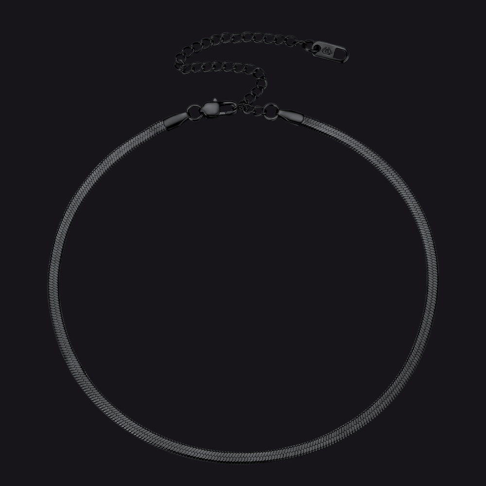 Snake Chain Link Choker Necklace For Men Women, 3mm/5mm Width