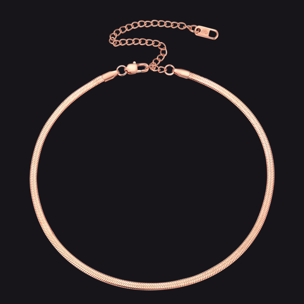 Snake Chain Link Choker Necklace For Men Women, 3mm/5mm Width