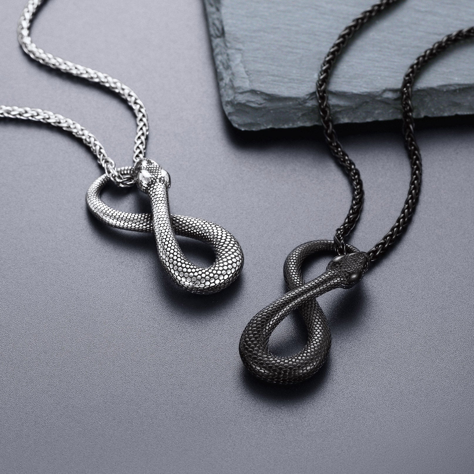 Punk Eight Pythons Infinity Snake Necklace for Men