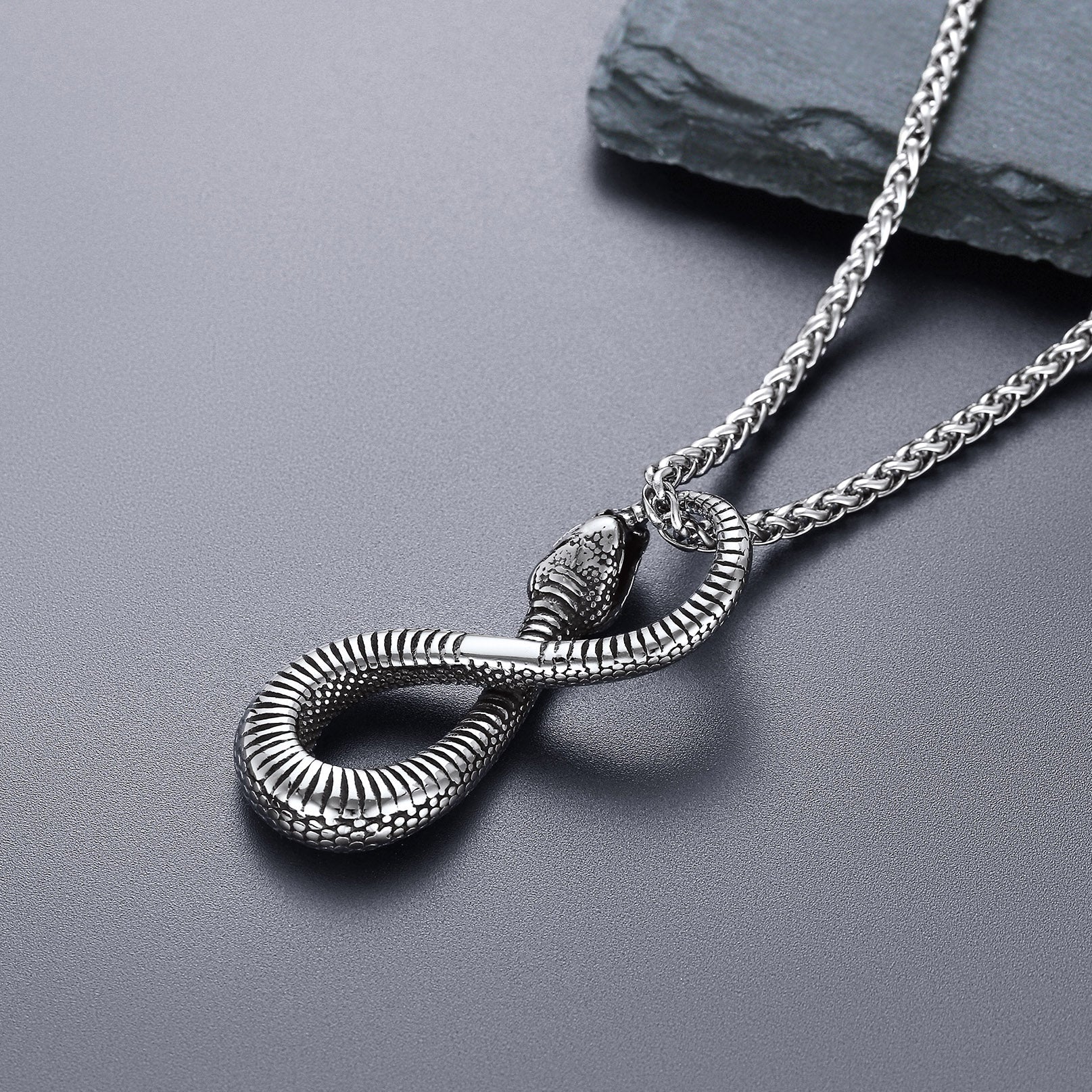 Punk Eight Pythons Infinity Snake Necklace for Men