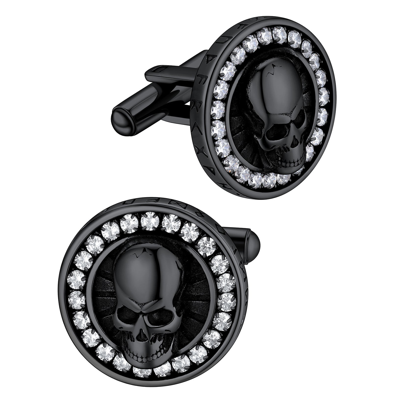 Cool Skull Cufflinks With Cubic Zirconia for Men