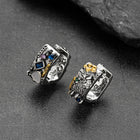 Punk Graffiti Joker Star Square Hoop Earrings with Crystals for Men 4