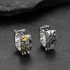 Black Onyx Skull Signet Ring & Graffiti Joker Star Earring Jewelry Set For Men 5