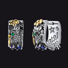Punk Graffiti Joker Star Square Hoop Earrings with Crystals for Men 1