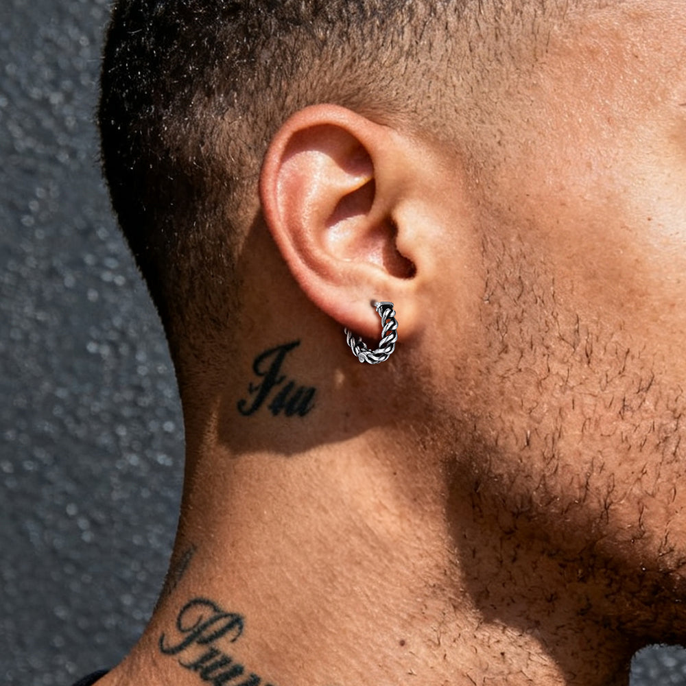Tribal Vintage Chain Hoop Earrings for Men