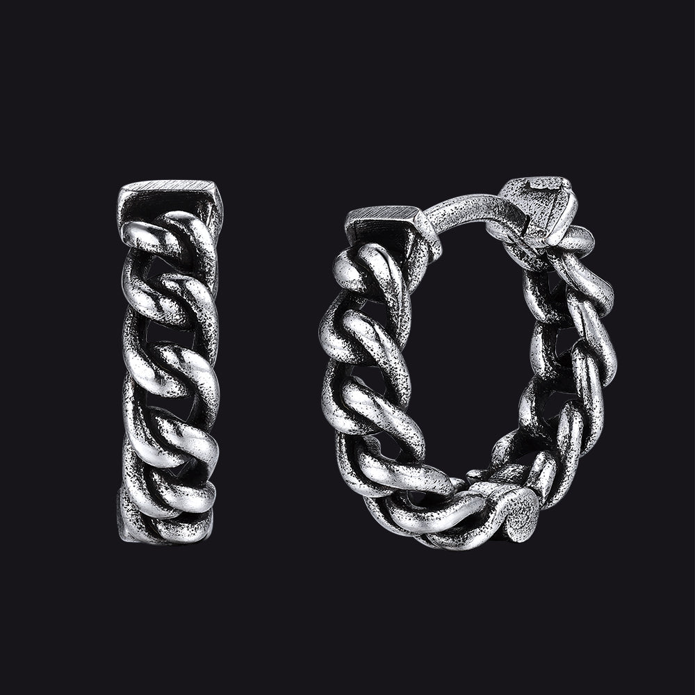 Tribal Vintage Chain Hoop Earrings for Men