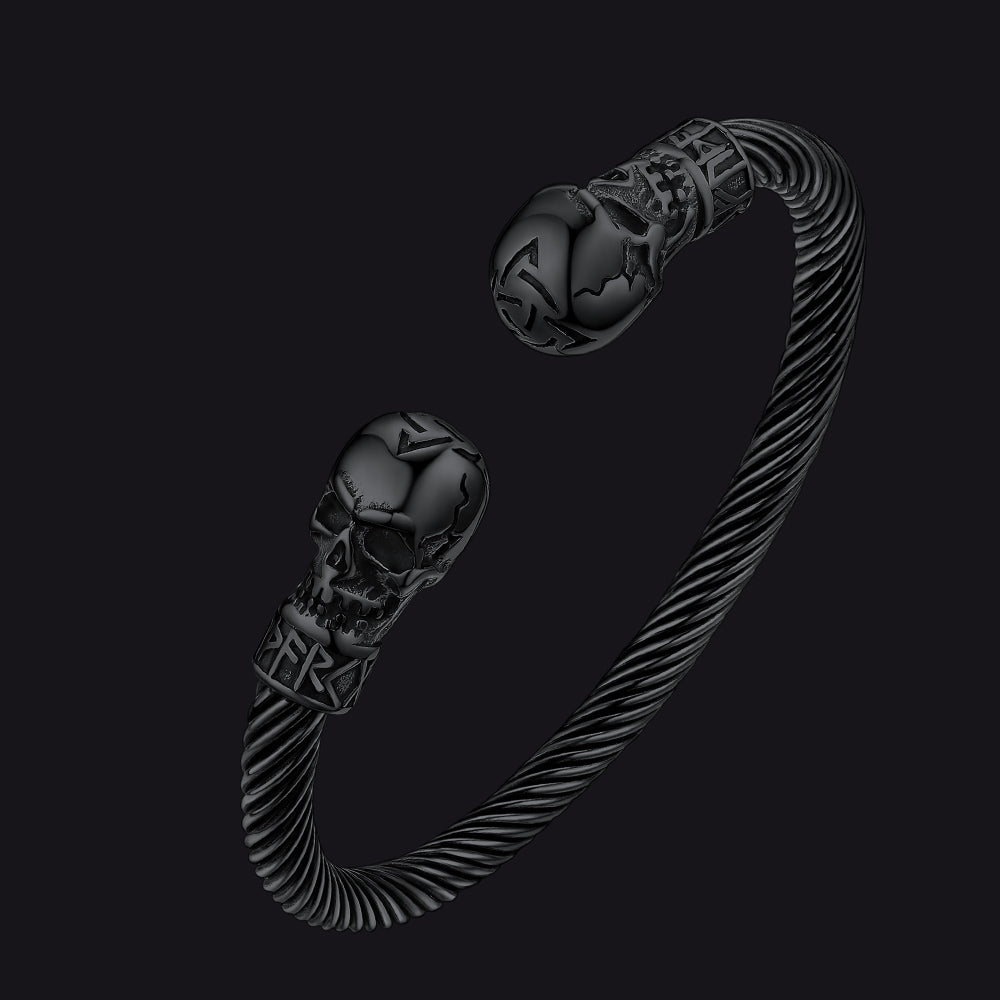 Skull Cuff Bracelet Adjustable Bangle for Men