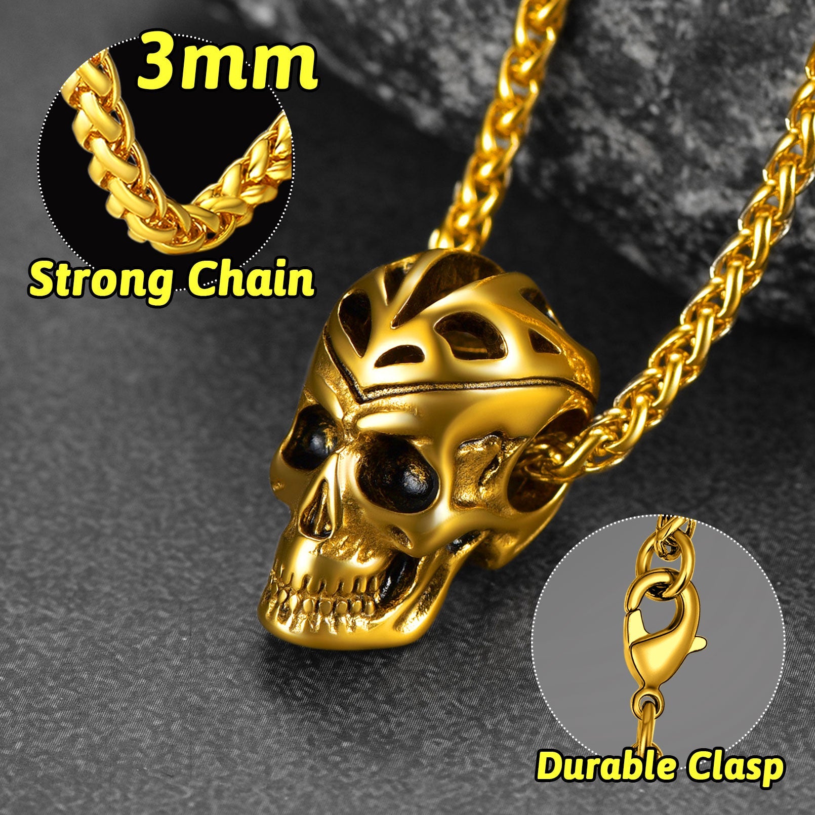 Flash Sale Gothic Skeleton Skull Necklace Pendant For Men