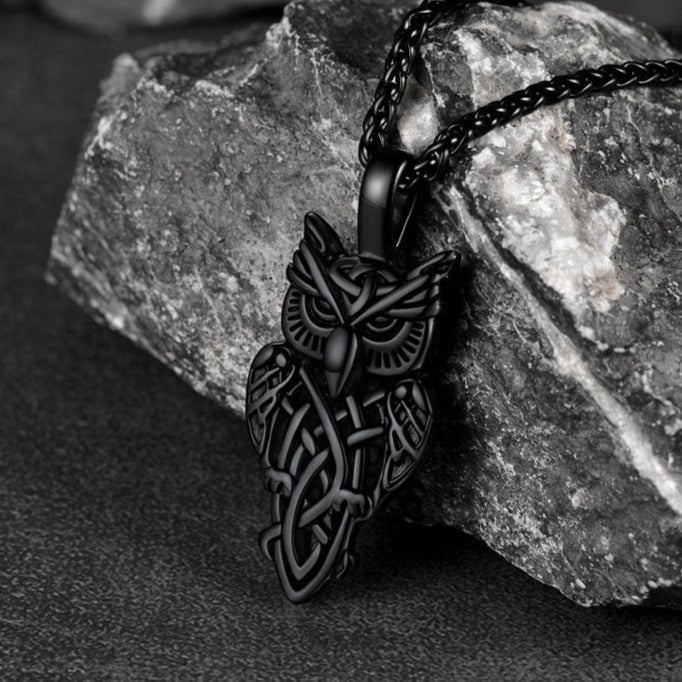 Celtic Owl Pendant Necklace Amulet Jewelry for Men