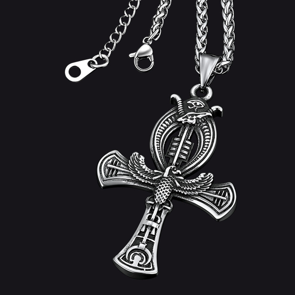 Flash Sale Egyptian Ankh Cross Necklace with Eagle For Men