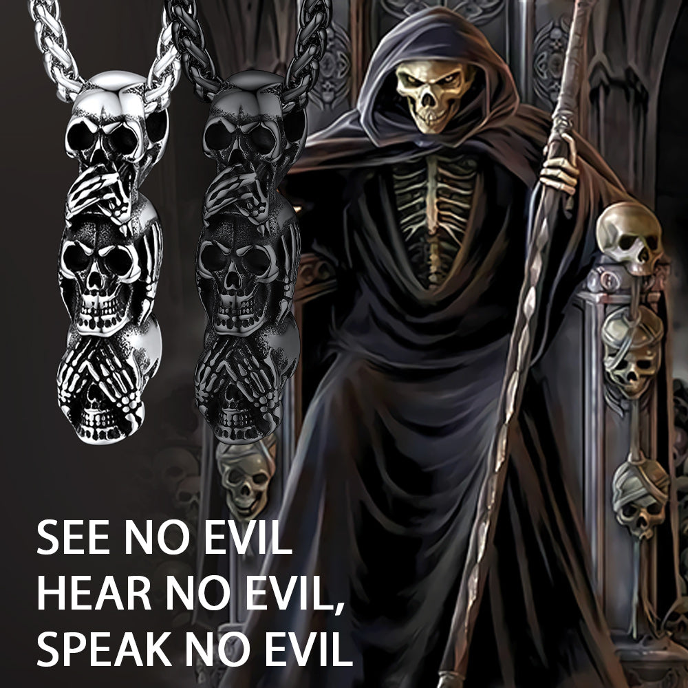 Cuban Curb Chain & Skull Layered Necklaces Set for Men