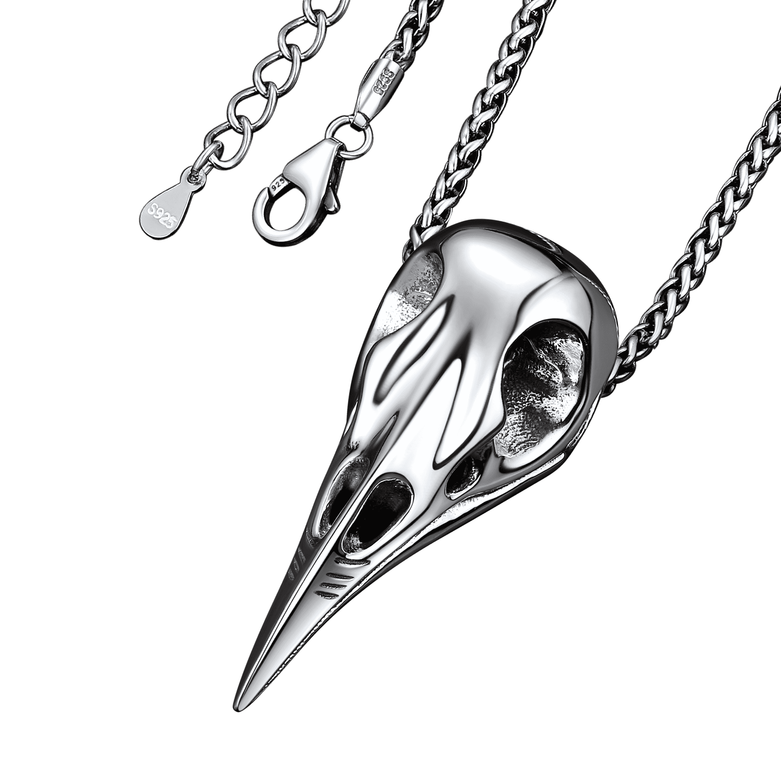 Viking Raven Skull Necklace For Men