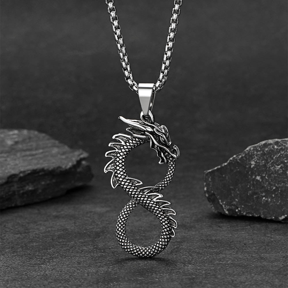 Punk Infinity Dragon Pendant Necklace for Men