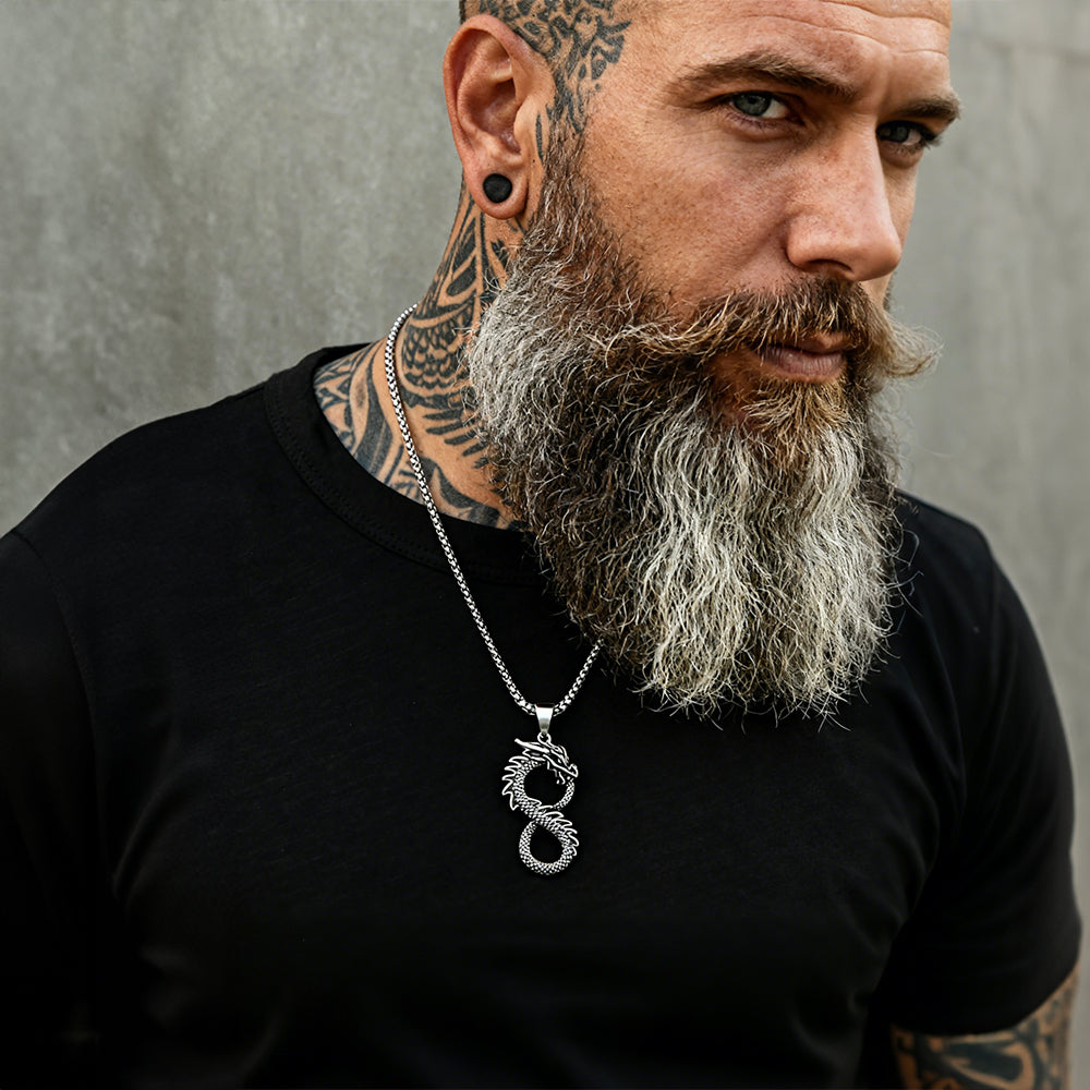 Punk Infinity Dragon Pendant Necklace for Men