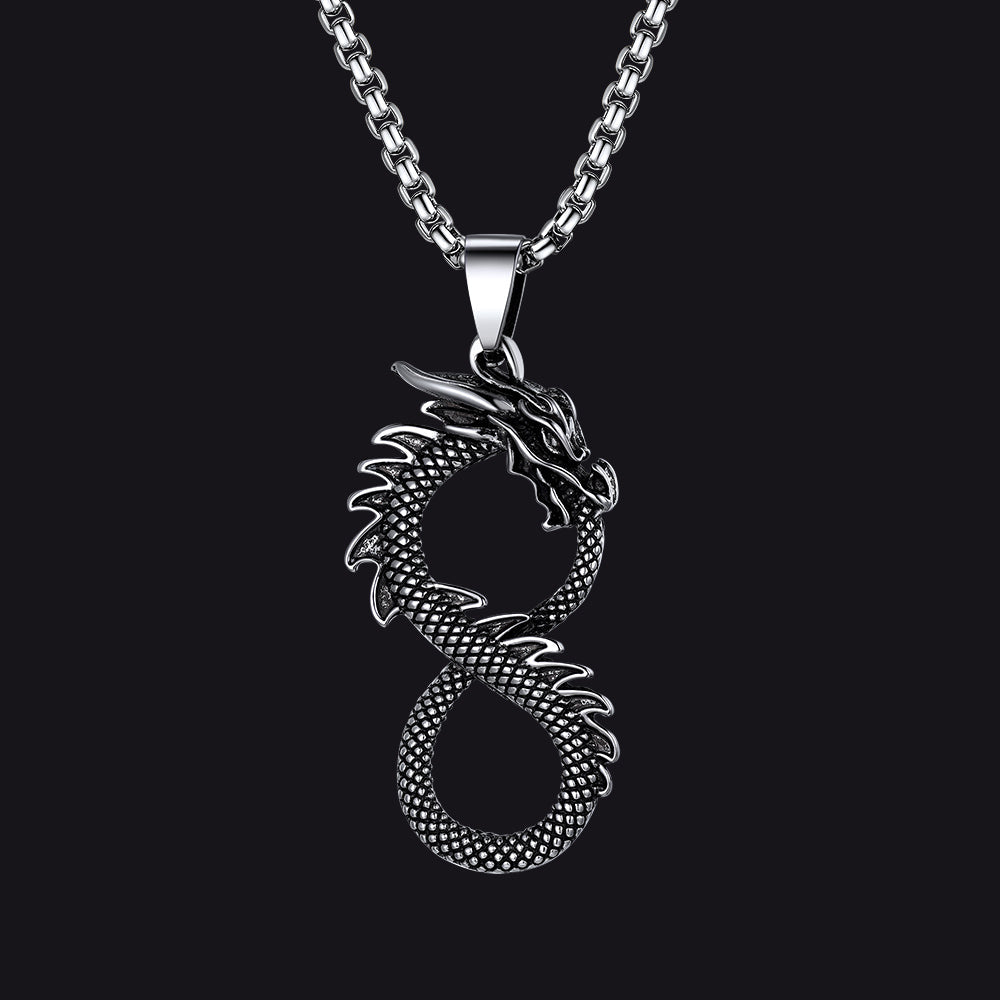 Punk Infinity Dragon Pendant Necklace for Men