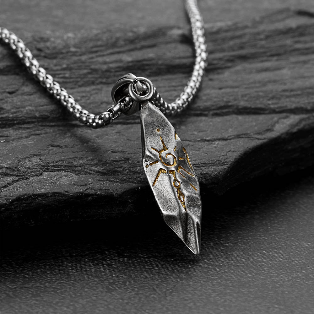 Punk Wishing Stone Tribal Rune Sun Pattern Necklace for Men