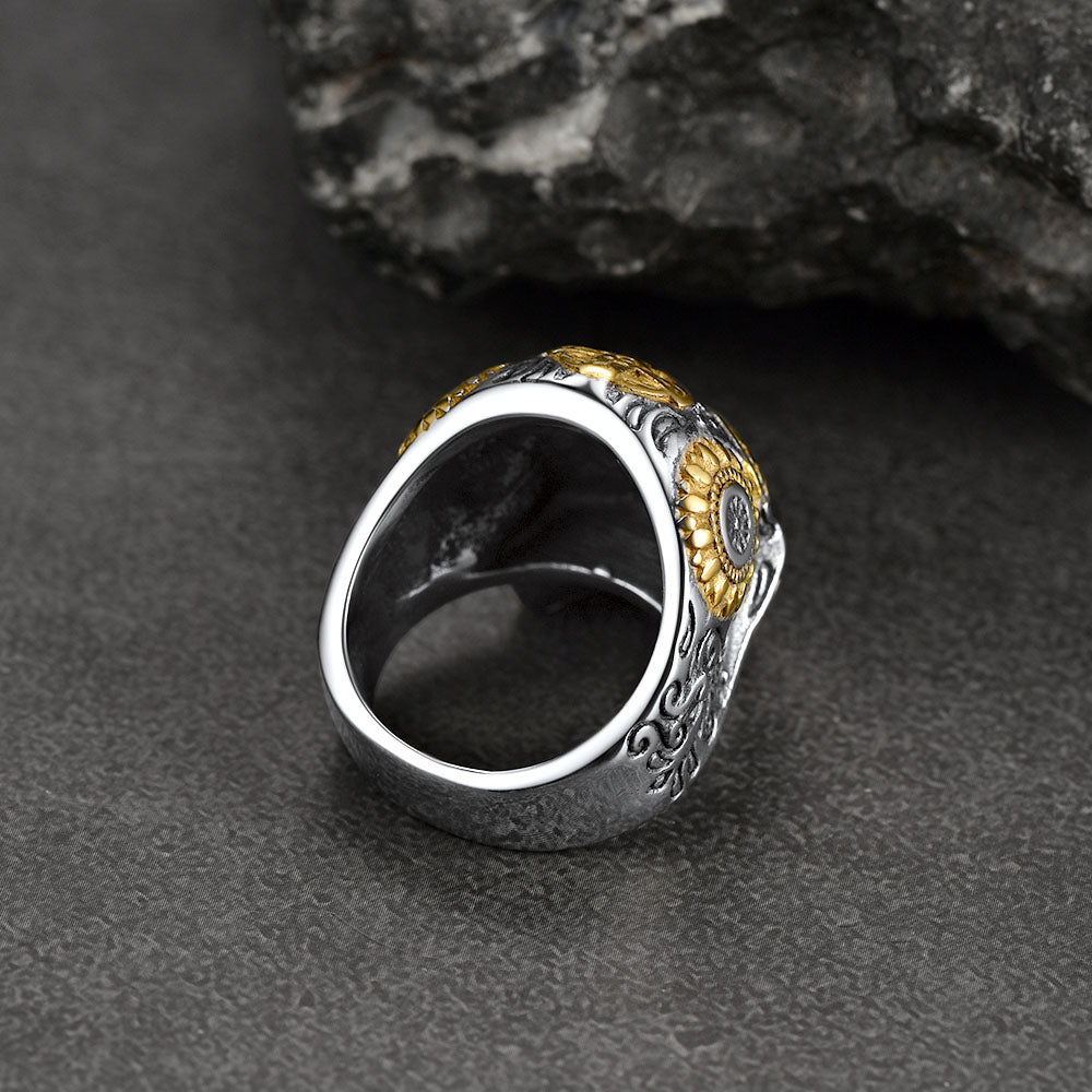 Gothic Punk Solid Sugar Skull Ring for Men