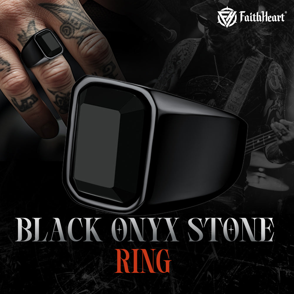 Black Onyx Stone Ring Signet Ring For Men Size 07-12