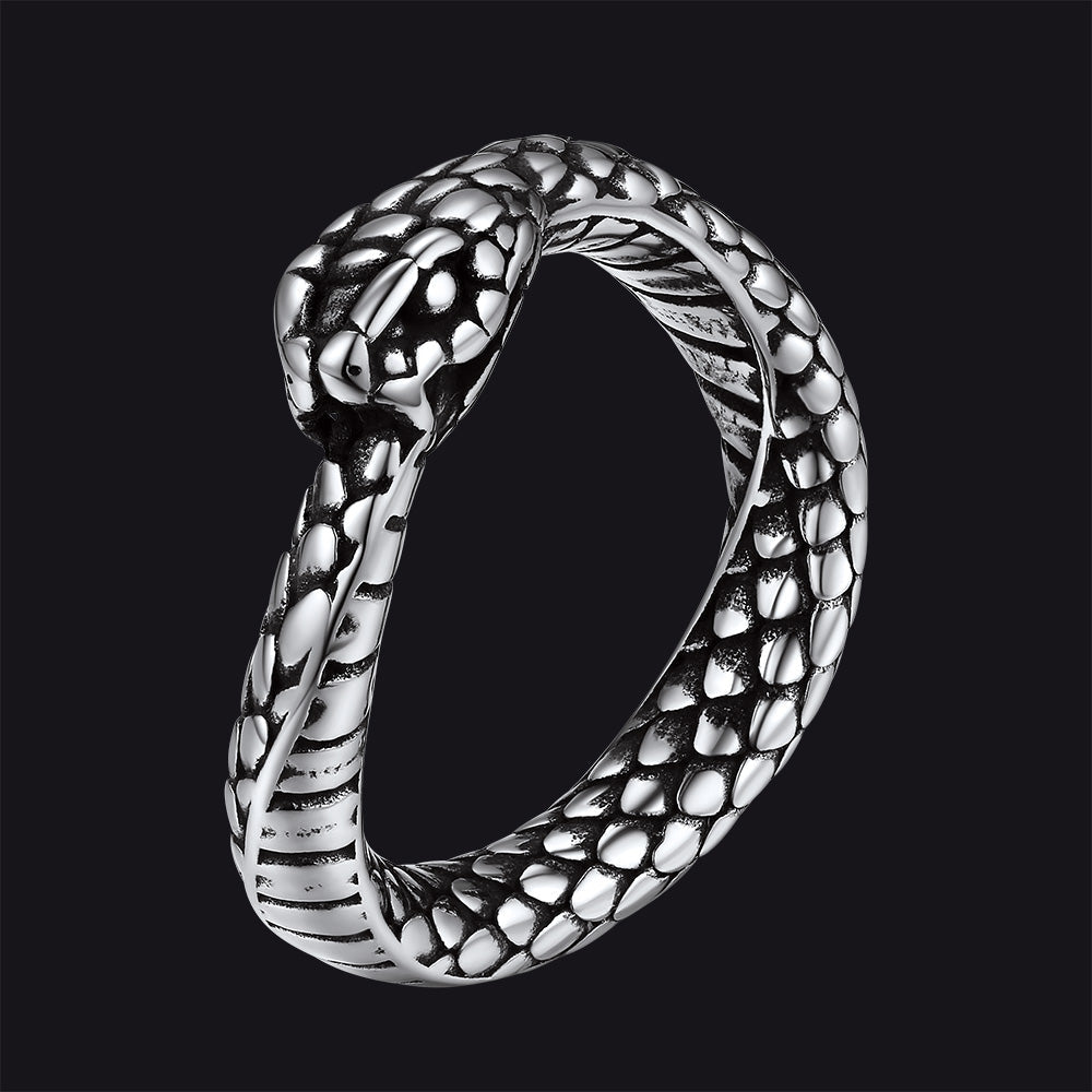 Stainless Steel Midi Snake Band Ring for Men Women
