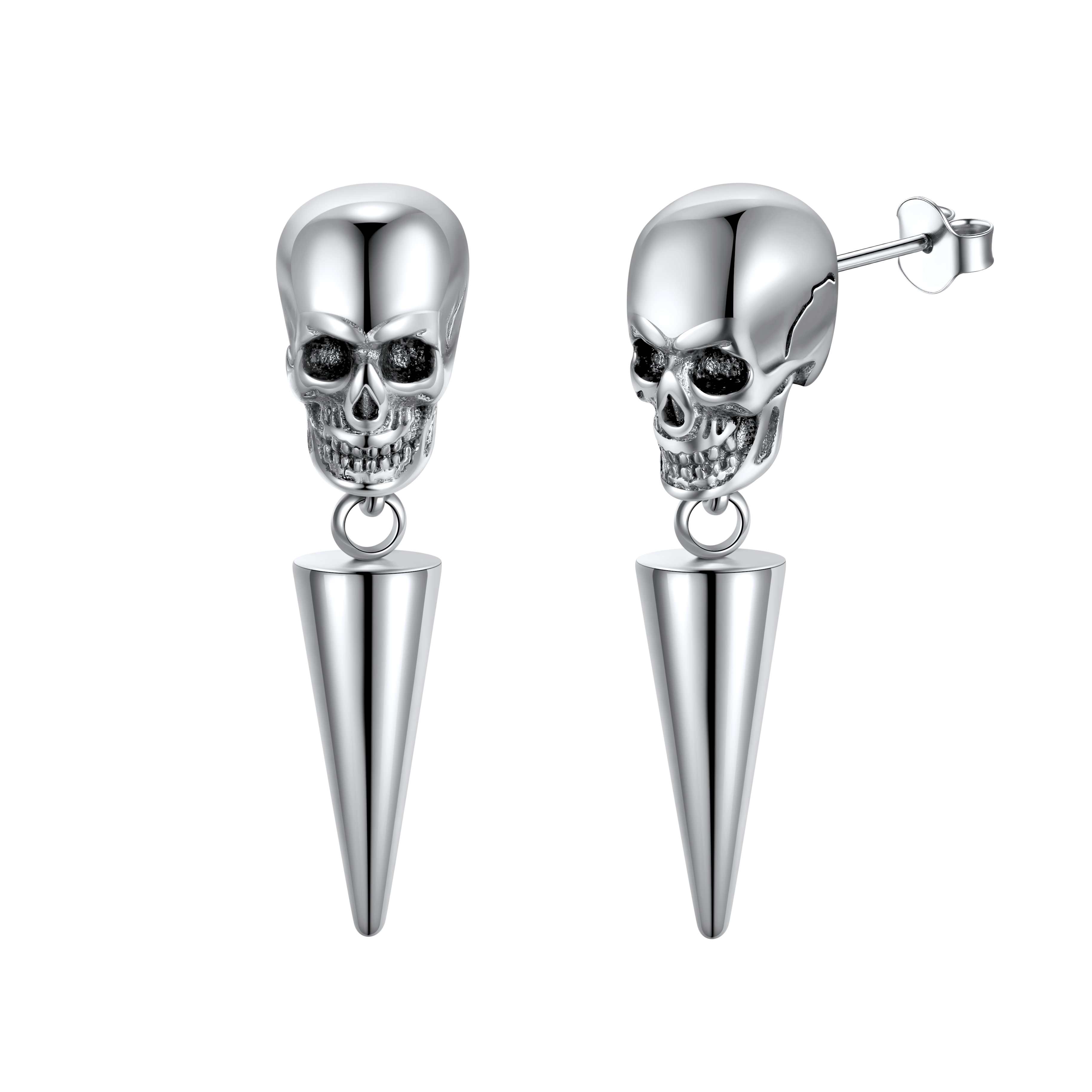Flash Sale Vintage Punk Spike Skeleton Skull Earrings for Men