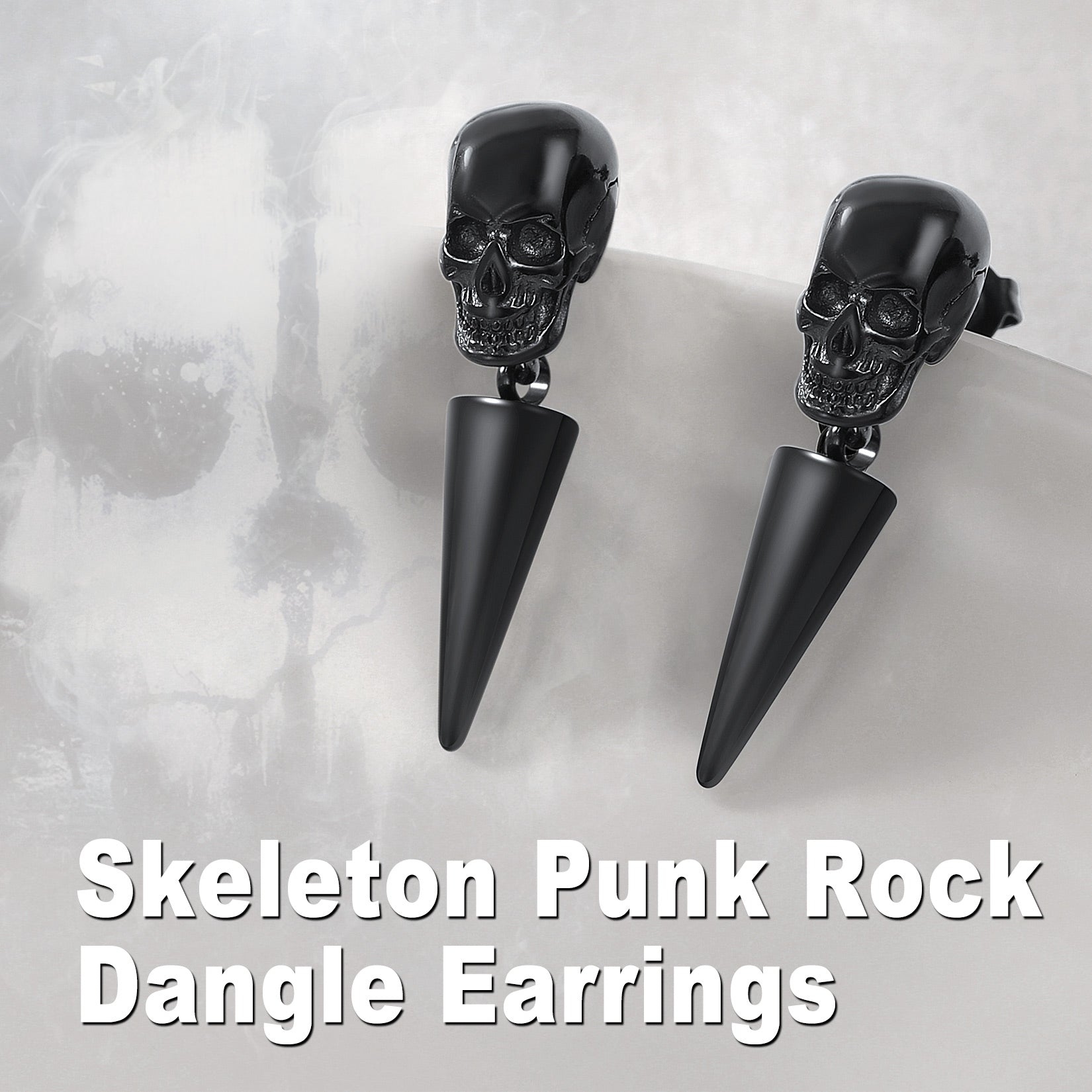 Flash Sale Vintage Punk Spike Skeleton Skull Earrings for Men