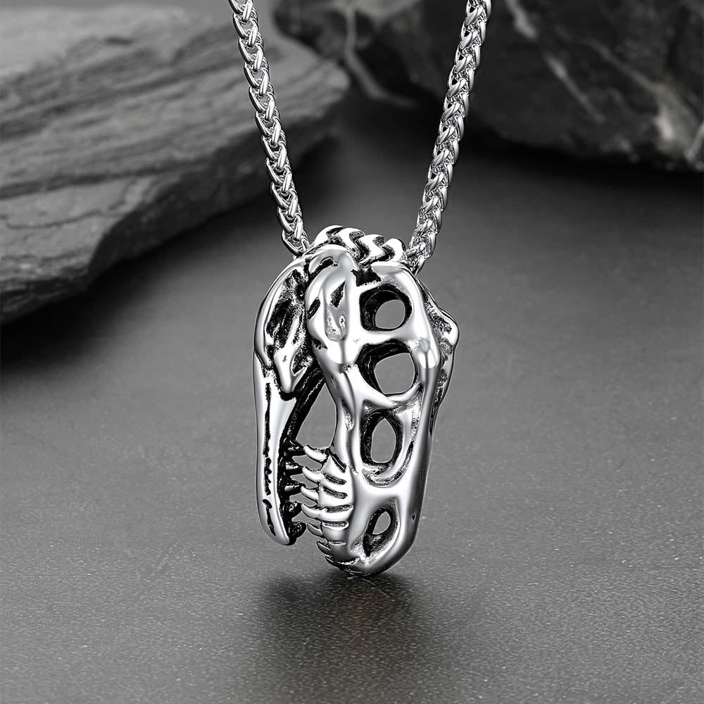 T-Rex Dinosaur Skull Head Necklace Pendant for Men