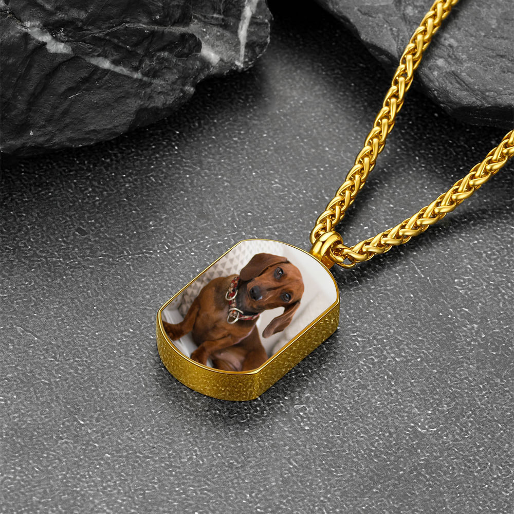 Customized Cremation Picture Urn Pet Ashes Dog Tag Necklace for Dog